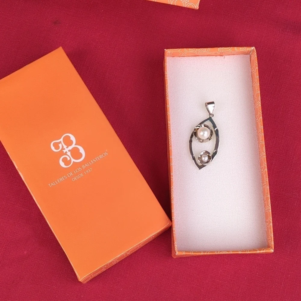 Gorgeous Pendant Pearls & Mexican Silver Talleres De Los Ballesteros - Picture 2 of 5